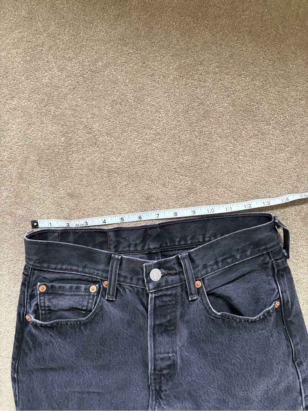 Levi’s 501 Original Straight Jeans Black Wash Button Fly Vintage Fade - Picture 7 of 12